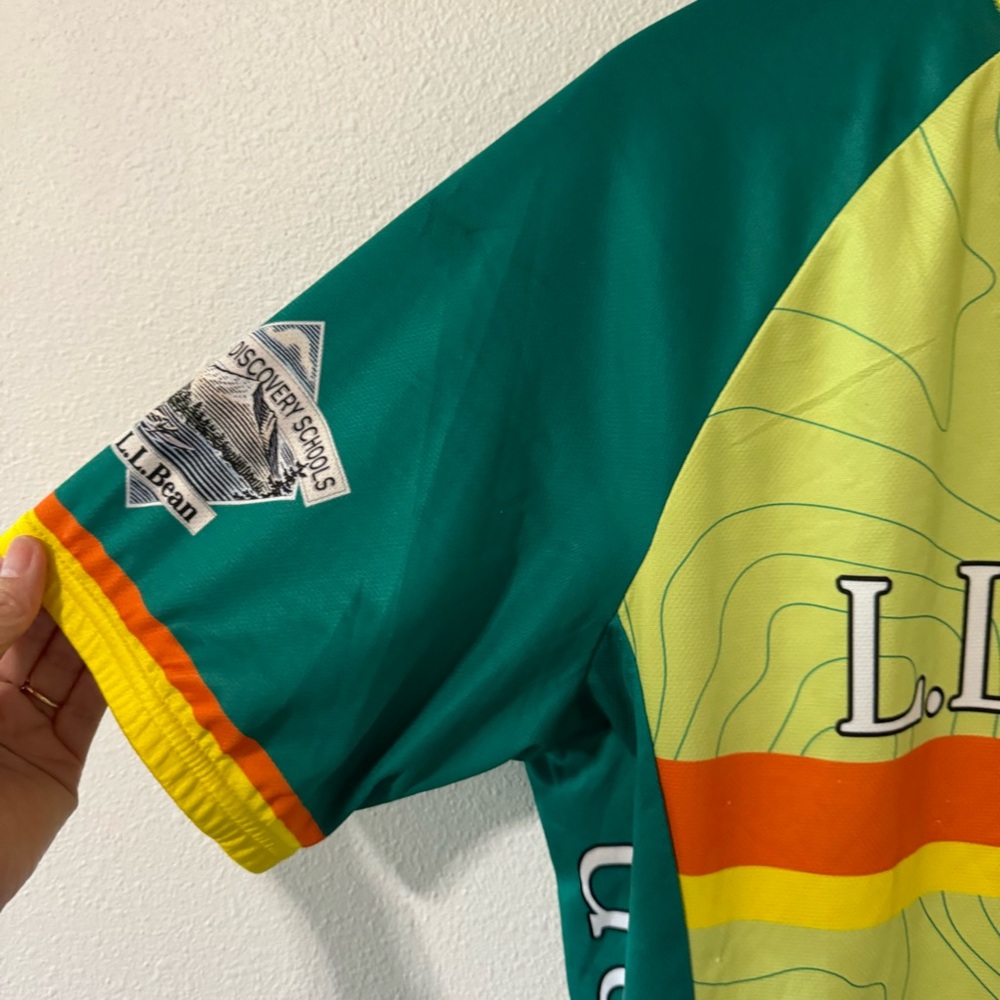 L.L. Bean V-Gear Cycling Jersey Shirt Green Orange Yellow 1/2 Zip Pockets-XXL - Picture 4 of 12